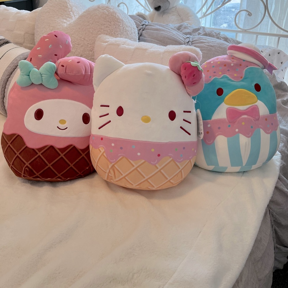 Set of 3 hello kitty ice cream Sanrio squishmallows new